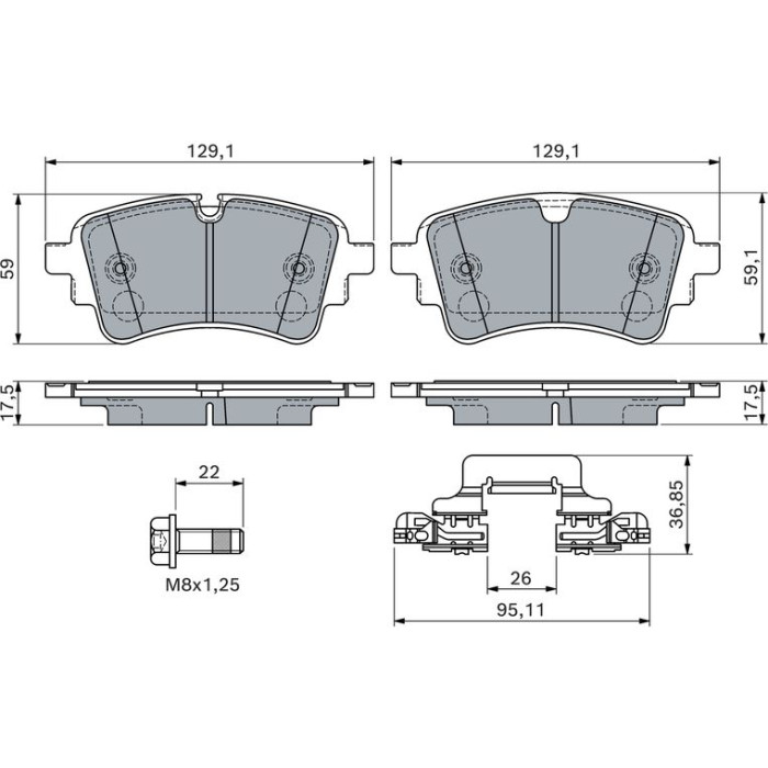 BOSCH 0 986 460 174 Bremsbelagsatz, Scheibenbremse BOSCH 0 986 460 174 Bremsbelagsatz, Scheibenbremse
