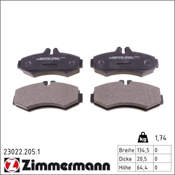 Bremsbelagsatz, Scheibenbremse 23022.205.1 Bremsbelagsatz, Scheibenbremse 23022.205.1