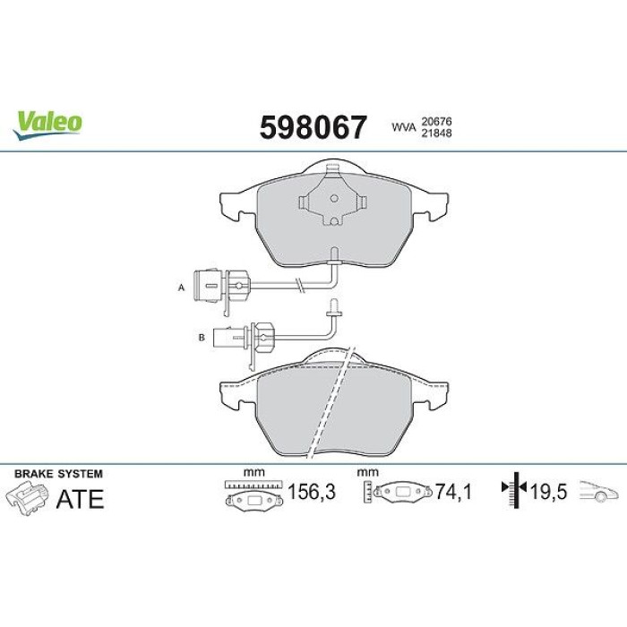Valeo 598067 Bremsbelagsatz, Scheibenbremse Valeo 598067 Bremsbelagsatz, Scheibenbremse