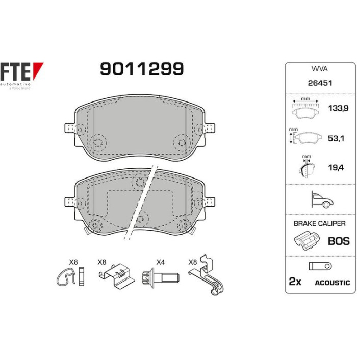 FTE 9011299 Bremsbelagsatz, Scheibenbremse