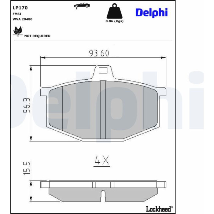 Delphi LP170 Bremsbelagsatz, Scheibenbremse Delphi LP170 Bremsbelagsatz, Scheibenbremse
