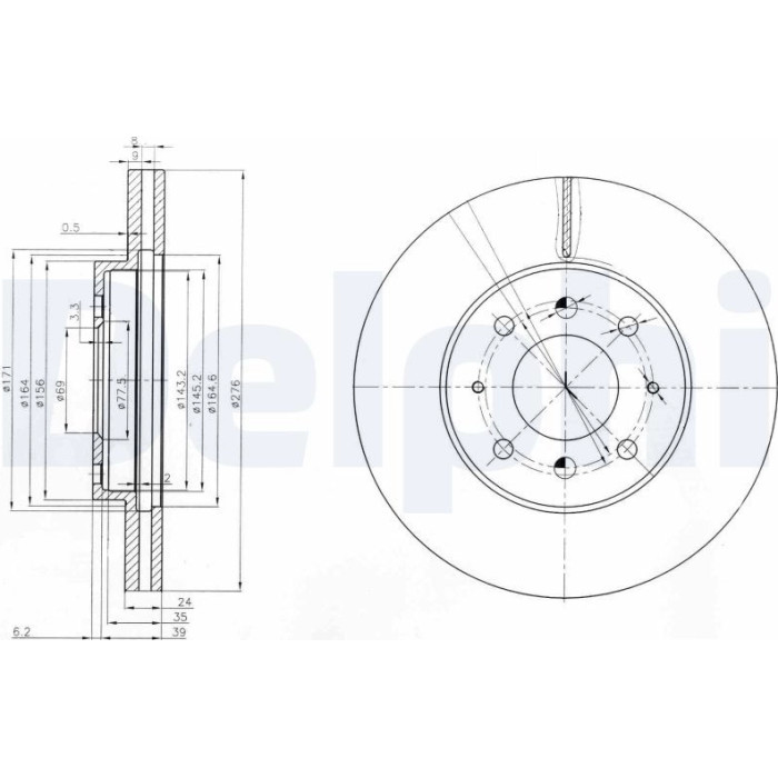 Delphi BG3810 Bremsscheibe Delphi BG3810 Bremsscheibe