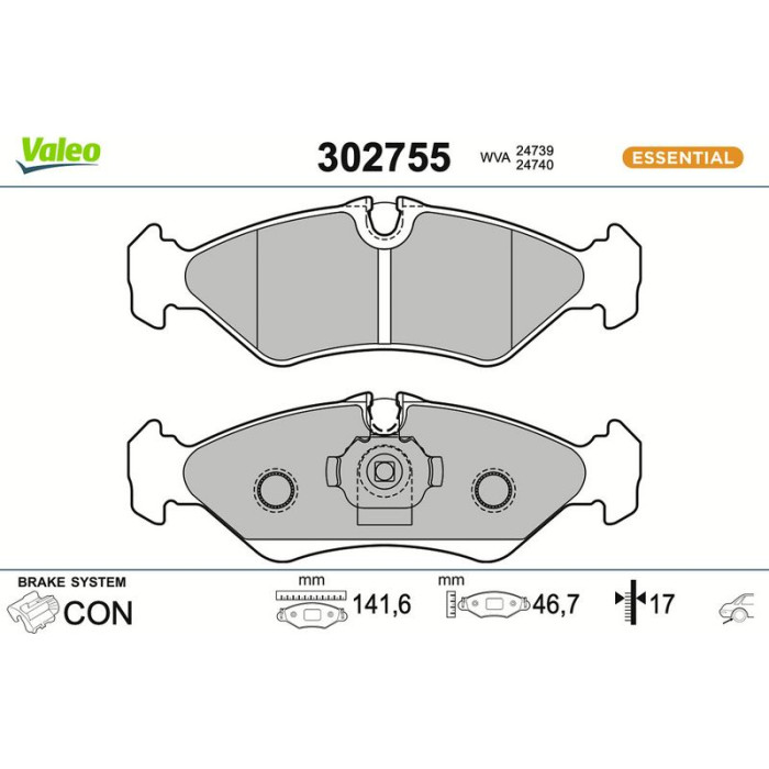 Valeo 302755 Bremsbelagsatz, Scheibenbremse ESSENTIAL Valeo 302755 Bremsbelagsatz, Scheibenbremse ESSENTIAL