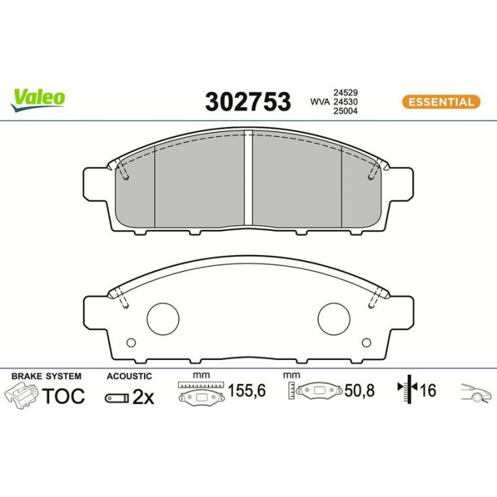 Valeo 302753 Bremsbelagsatz, Scheibenbremse ESSENTIAL
