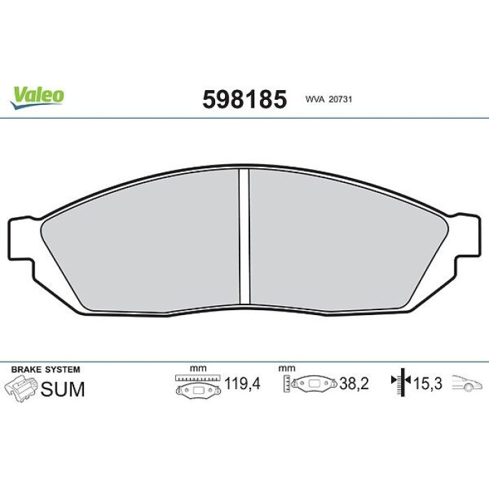 Valeo 598185 Bremsbelagsatz, Scheibenbremse Valeo 598185 Bremsbelagsatz, Scheibenbremse