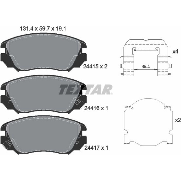 Textar 2441501 Bremsbelagsatz, Scheibenbremse