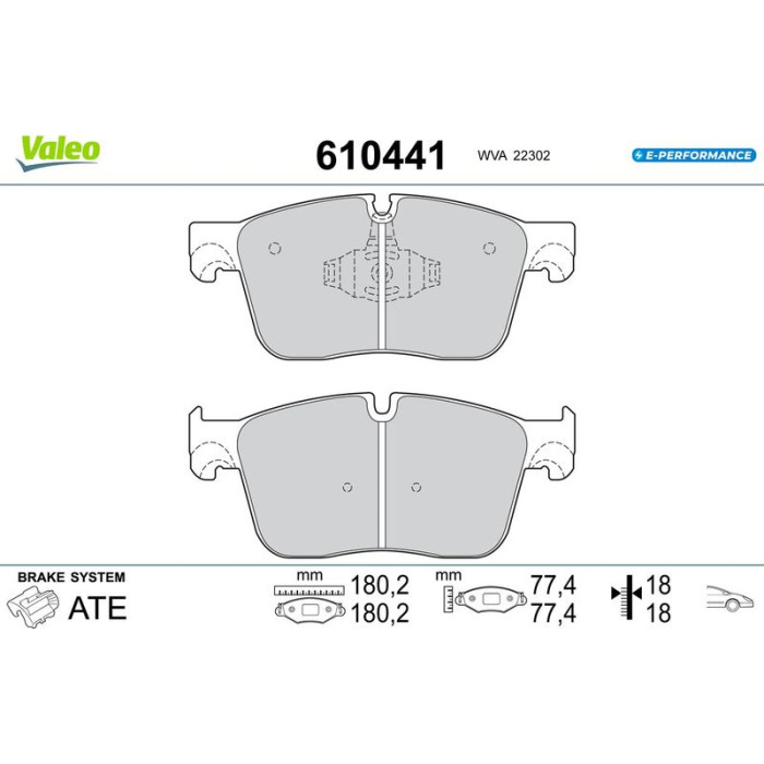 Valeo 610441 Bremsbelagsatz, Scheibenbremse E-PERFORMANCE