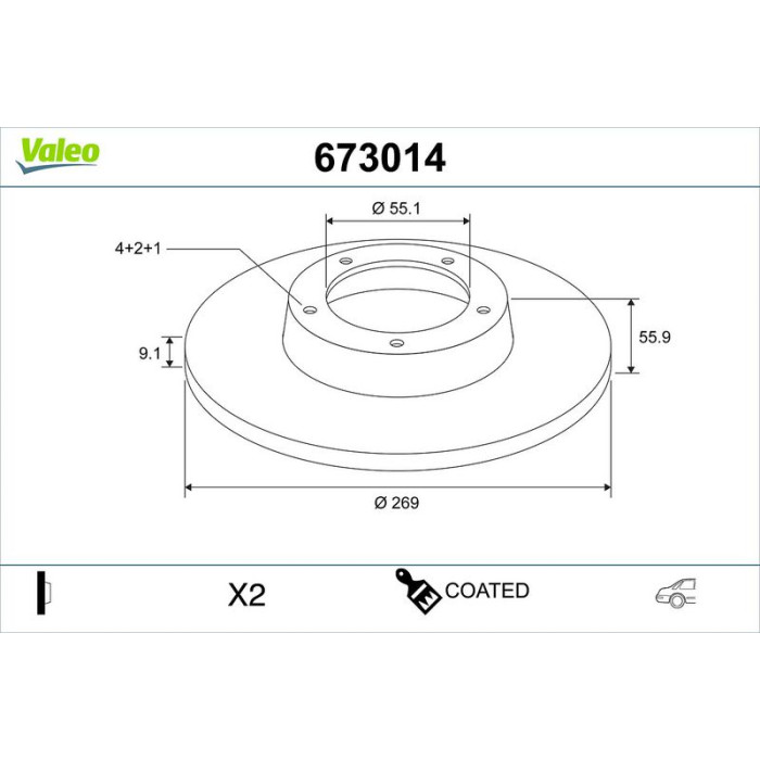 Valeo 673014 Bremsscheibe COATED Valeo 673014 Bremsscheibe COATED