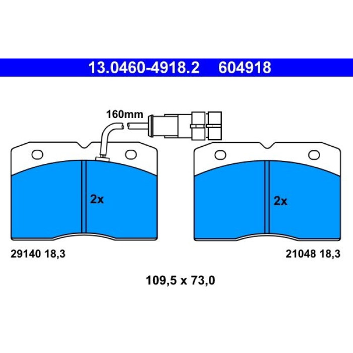 ATE 13.0460-4918.2 Bremsbelagsatz, Scheibenbremse ATE 13.0460-4918.2 Bremsbelagsatz, Scheibenbremse