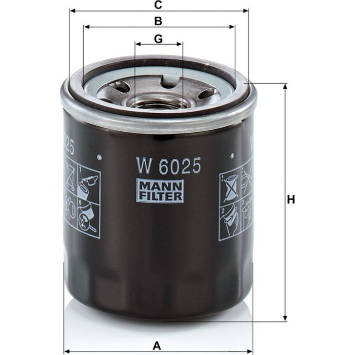 MANN-FILTER W 6025 Ölfilter M20x1.5, mit einem Rücklaufsperrventil, Anschraubfilter MANN-FILTER W 6025 Ölfilter M20x1.5, mit einem Rücklaufsperrventil, Anschraubfilter