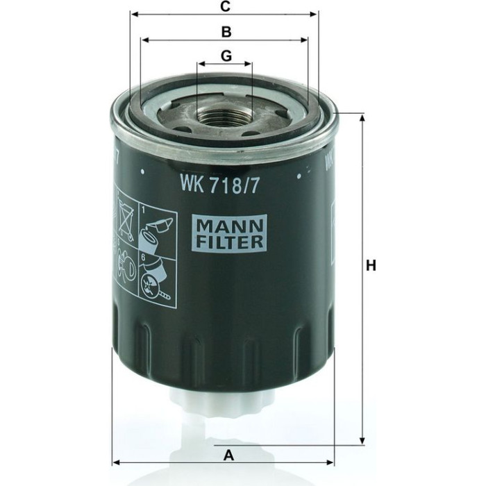 Mann-Filter WK 718/7 Kraftstofffilter Mann-Filter WK 718/7 Kraftstofffilter