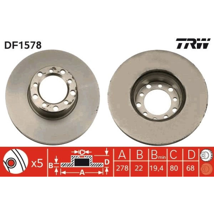 TRW DF1578 Bremsscheibe TRW DF1578 Bremsscheibe