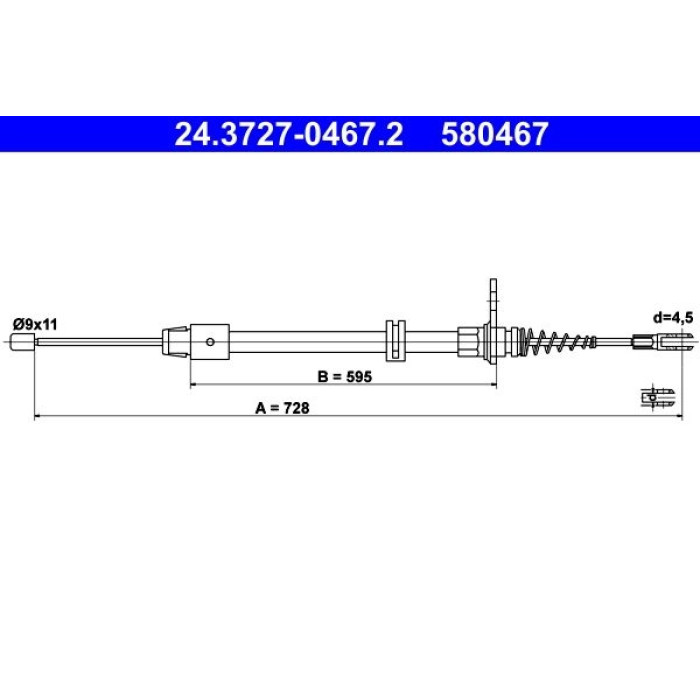 ATE 24.3727-0467.2 Seilzug, Feststellbremse ATE 24.3727-0467.2 Seilzug, Feststellbremse