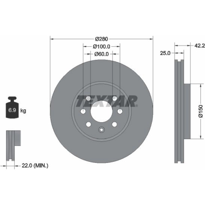 Textar 92124603 Bremsscheibe PRO Textar 92124603 Bremsscheibe PRO