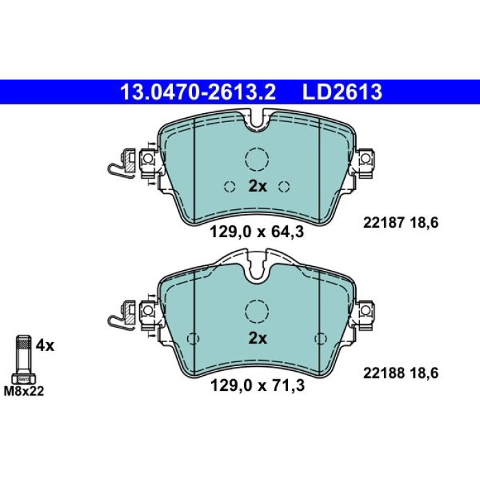 ATE 13.0470-2613.2 Bremsbelagsatz, Scheibenbremse Ceramic