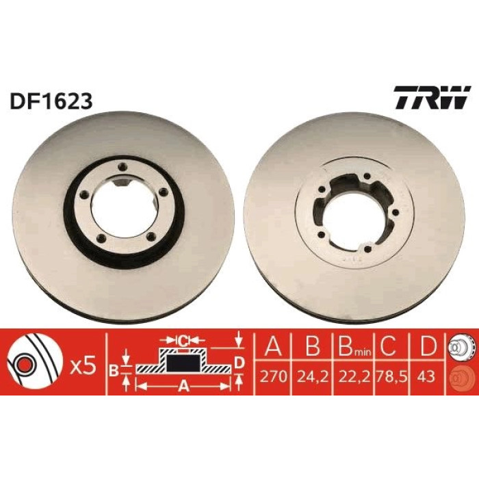 TRW DF1623 Bremsscheibe TRW DF1623 Bremsscheibe