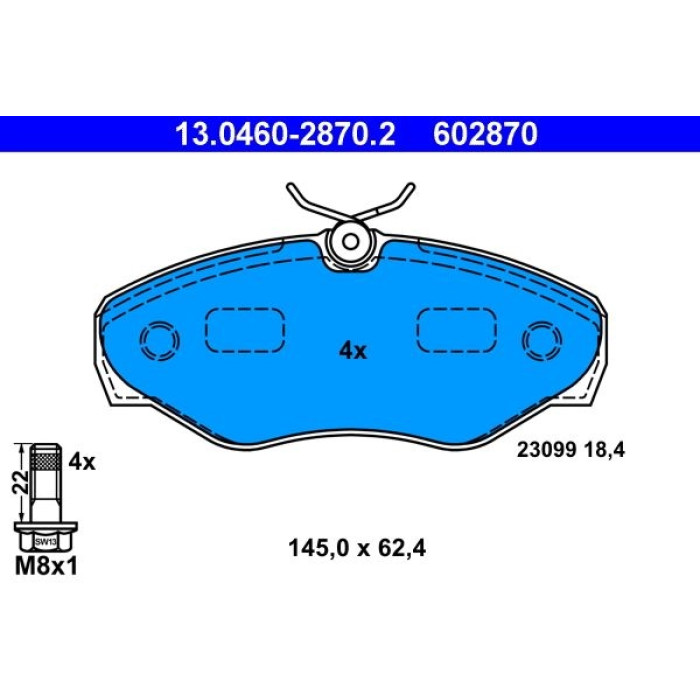 ATE 13.0460-2870.2 Bremsbelagsatz, Scheibenbremse ATE 13.0460-2870.2 Bremsbelagsatz, Scheibenbremse