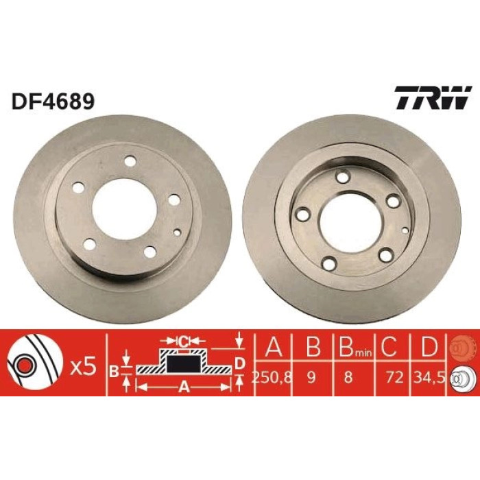 TRW DF4689 Bremsscheibe TRW DF4689 Bremsscheibe