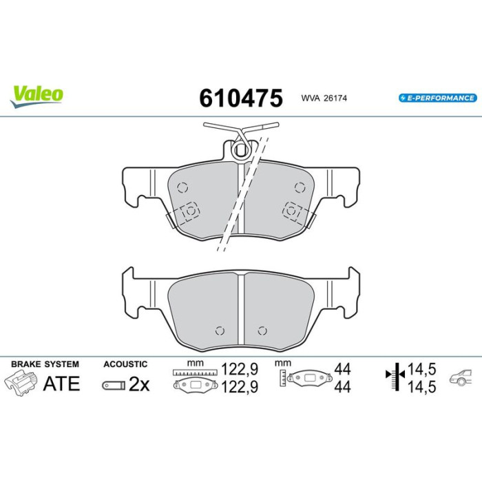 Valeo 610475 Bremsbelagsatz, Scheibenbremse E-PERFORMANCE Valeo 610475 Bremsbelagsatz, Scheibenbremse E-PERFORMANCE