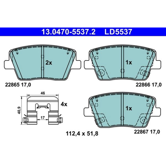 ATE 13.0470-5537.2 Bremsbelagsatz, Scheibenbremse Ceramic ATE 13.0470-5537.2 Bremsbelagsatz, Scheibenbremse Ceramic
