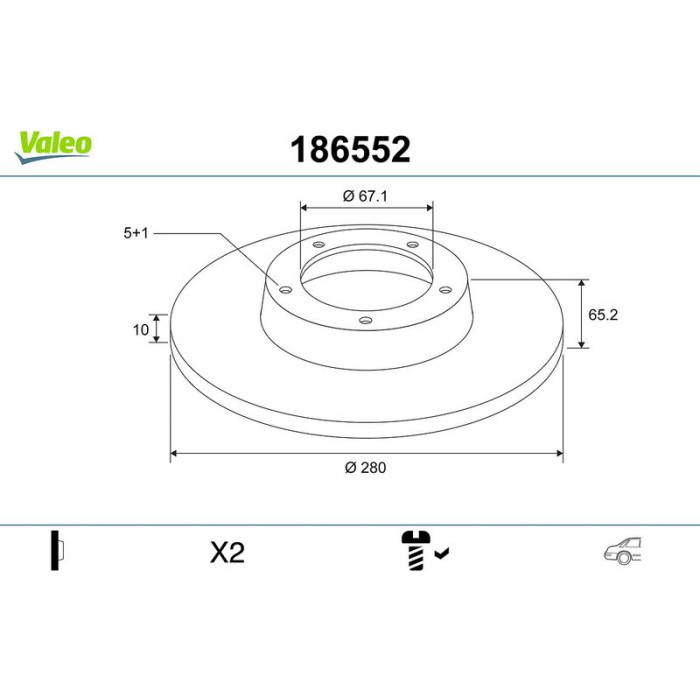 Valeo 186552 Bremsscheibe Valeo 186552 Bremsscheibe