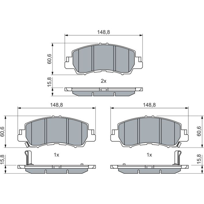 BOSCH 0 986 460 070 Bremsbelagsatz, Scheibenbremse