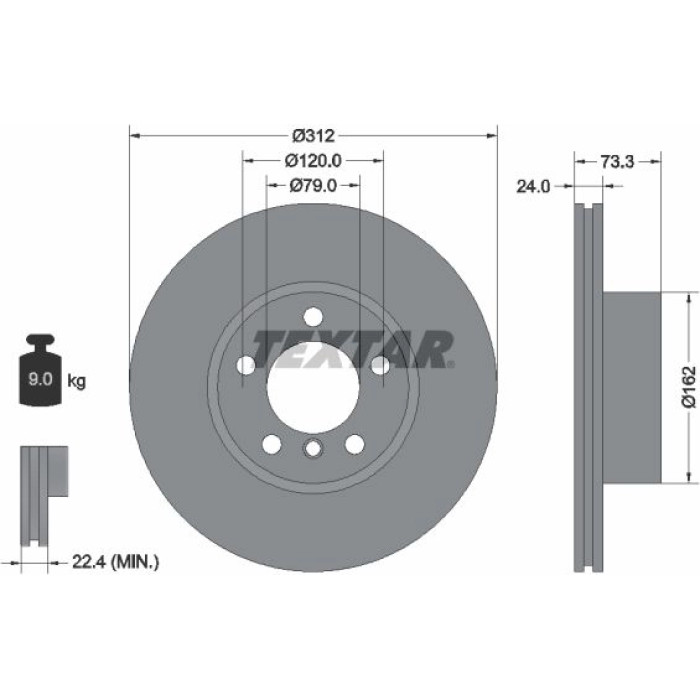 Textar 92261805 Bremsscheibe PRO+