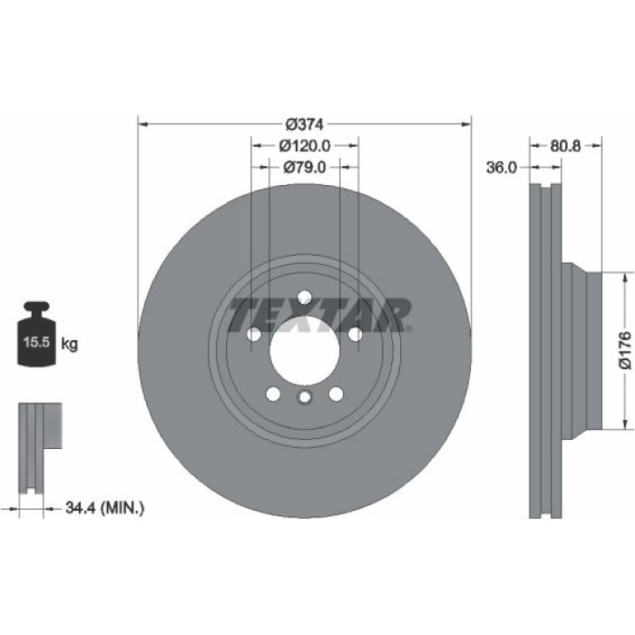 Textar 92123003 Bremsscheibe PRO Textar 92123003 Bremsscheibe PRO