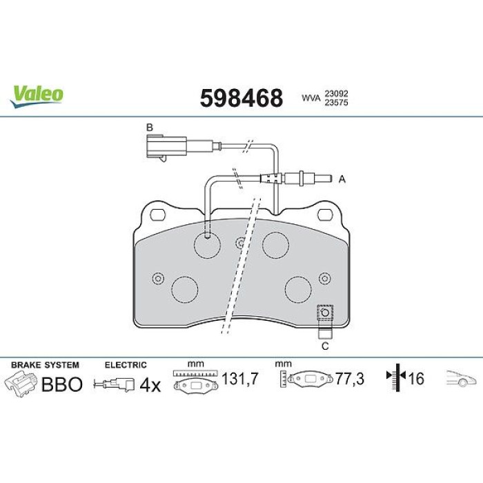 Valeo 598468 Bremsbelagsatz, Scheibenbremse Valeo 598468 Bremsbelagsatz, Scheibenbremse
