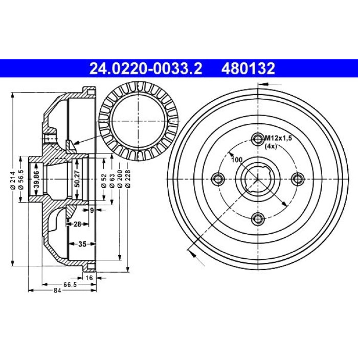 ATE 24.0220-0033.2 Bremstrommel ATE 24.0220-0033.2 Bremstrommel