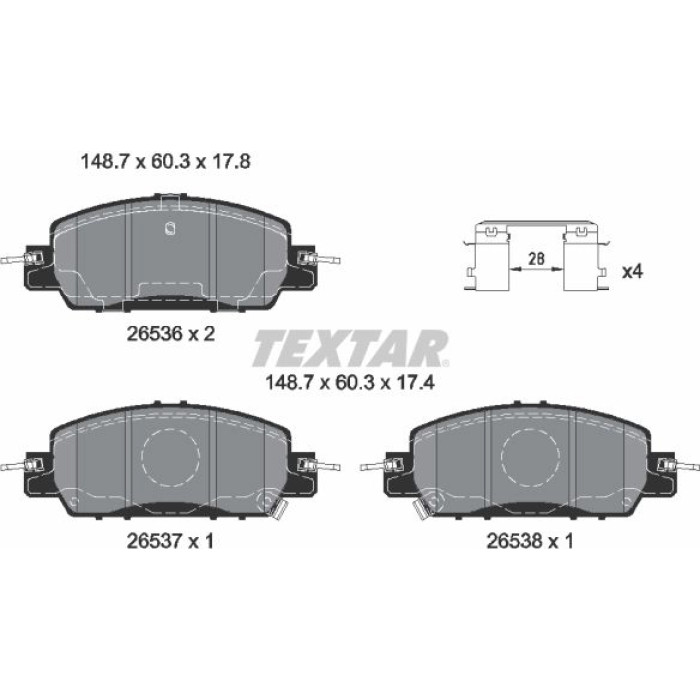 Textar 2653601 Bremsbelagsatz, Scheibenbremse Q+ Textar 2653601 Bremsbelagsatz, Scheibenbremse Q+