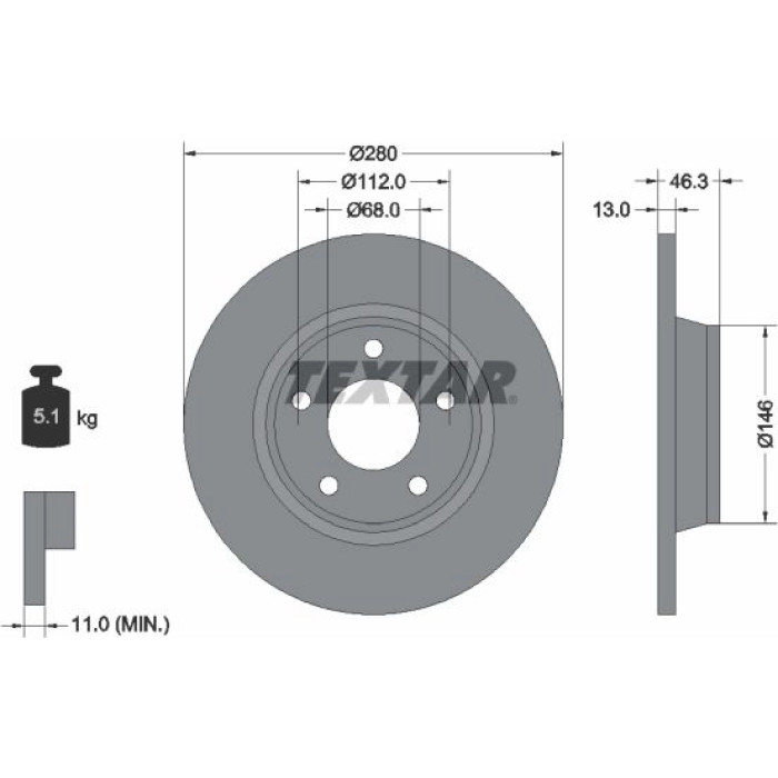 Textar 92071605 Bremsscheibe PRO+ Textar 92071605 Bremsscheibe PRO+