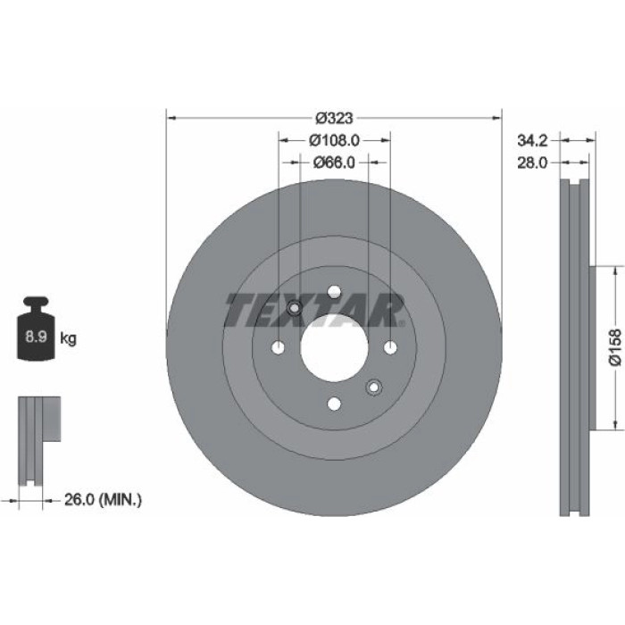 Textar 92267103 Bremsscheibe PRO Textar 92267103 Bremsscheibe PRO