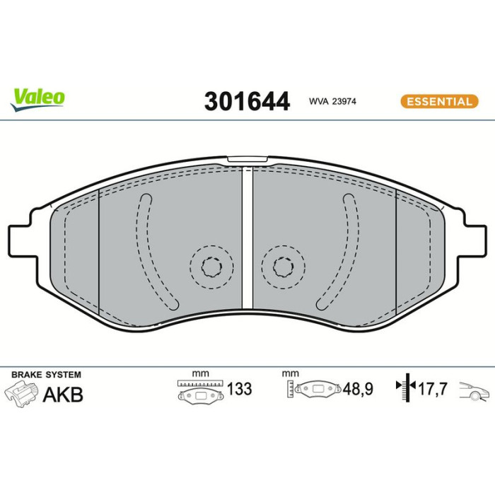 Valeo 301644 Bremsbelagsatz, Scheibenbremse ESSENTIAL Valeo 301644 Bremsbelagsatz, Scheibenbremse ESSENTIAL