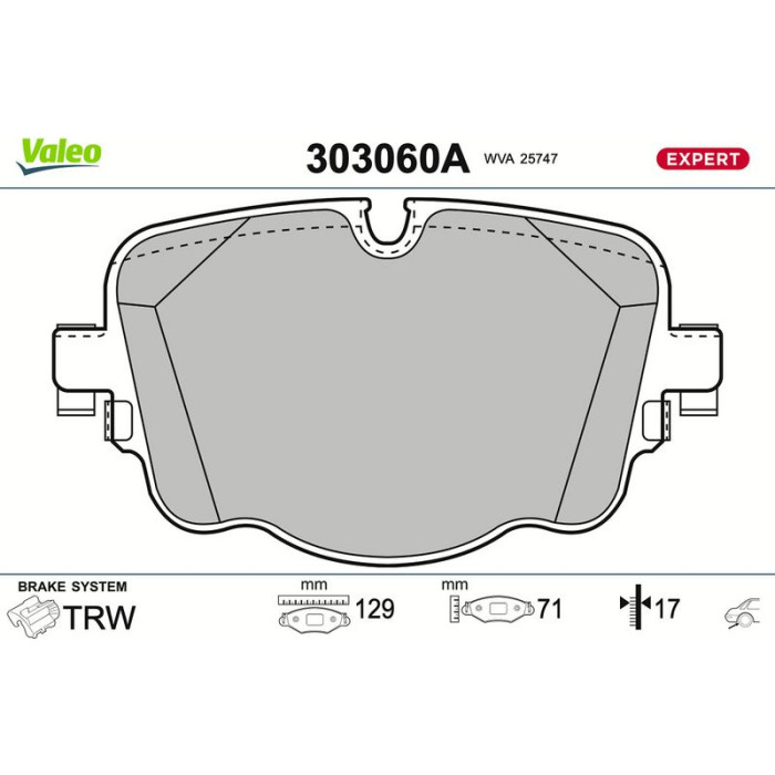 Valeo 303060A Bremsbelagsatz, Scheibenbremse EXPERT Valeo 303060A Bremsbelagsatz, Scheibenbremse EXPERT