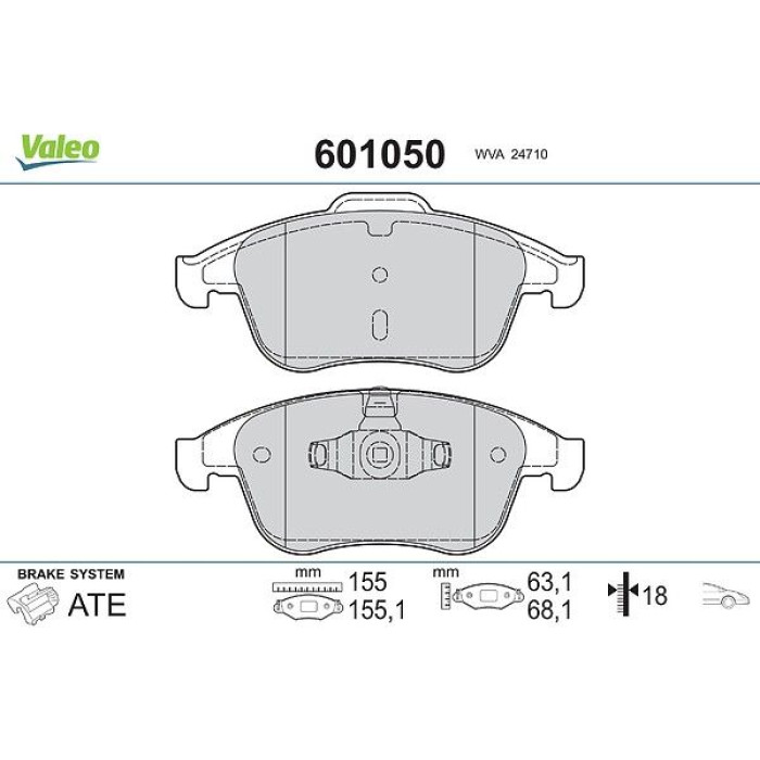 Valeo 601050 Bremsbelagsatz, Scheibenbremse Valeo 601050 Bremsbelagsatz, Scheibenbremse