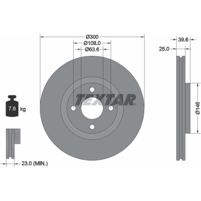 Textar 92315503 Bremsscheibe PRO Textar 92315503 Bremsscheibe PRO