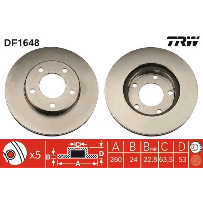 TRW DF1648 Bremsscheibe TRW DF1648 Bremsscheibe