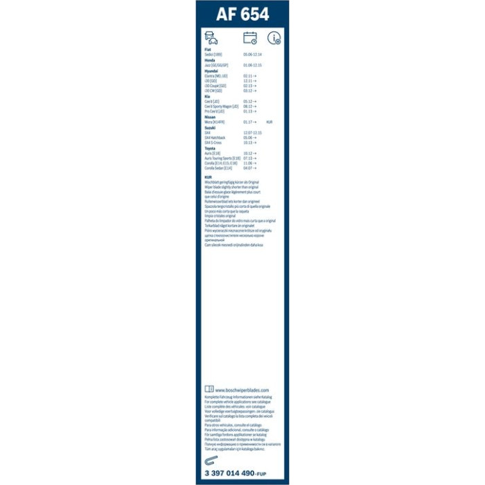 BOSCH AF 654 Scheibenwischer Aerofit 3 397 014 490 BOSCH AF 654 Scheibenwischer Aerofit 3 397 014 490