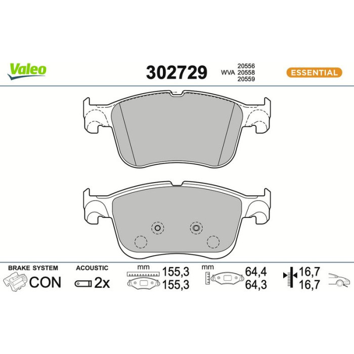 Valeo 302729 Bremsbelagsatz, Scheibenbremse ESSENTIAL