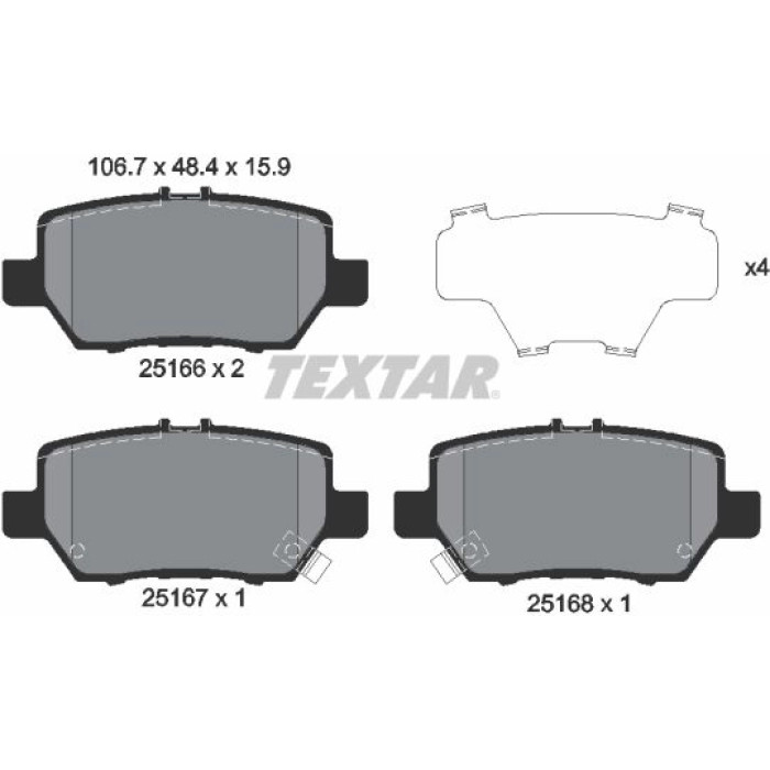 Textar 2516601 Bremsbelagsatz, Scheibenbremse Textar 2516601 Bremsbelagsatz, Scheibenbremse