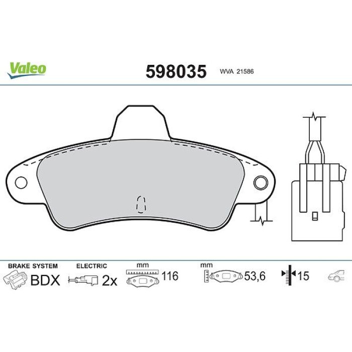 Valeo 598035 Bremsbelagsatz, Scheibenbremse Valeo 598035 Bremsbelagsatz, Scheibenbremse