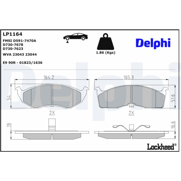 Delphi LP1164 Bremsbelagsatz, Scheibenbremse