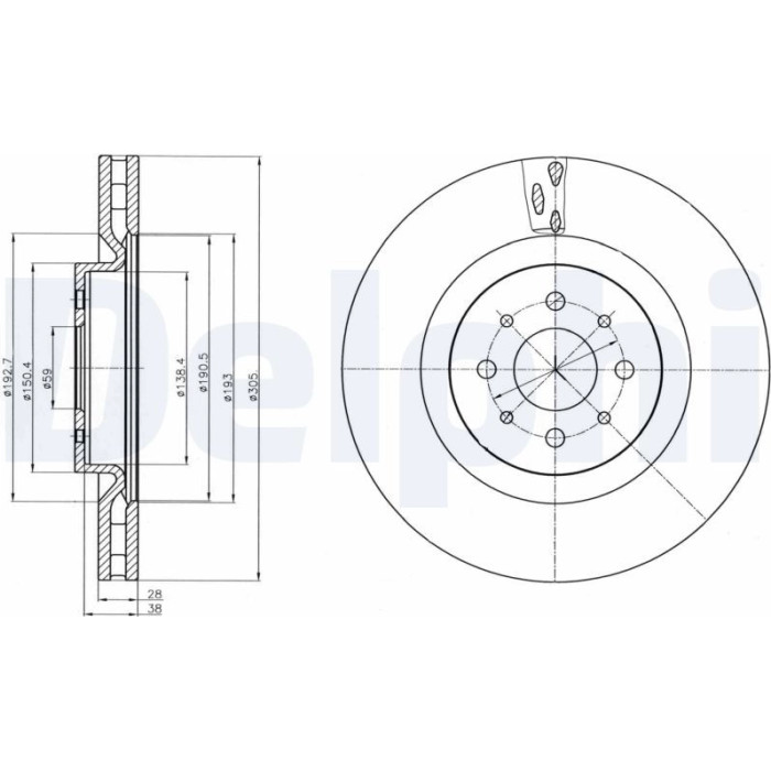 Delphi BG4308 Bremsscheibe Delphi BG4308 Bremsscheibe