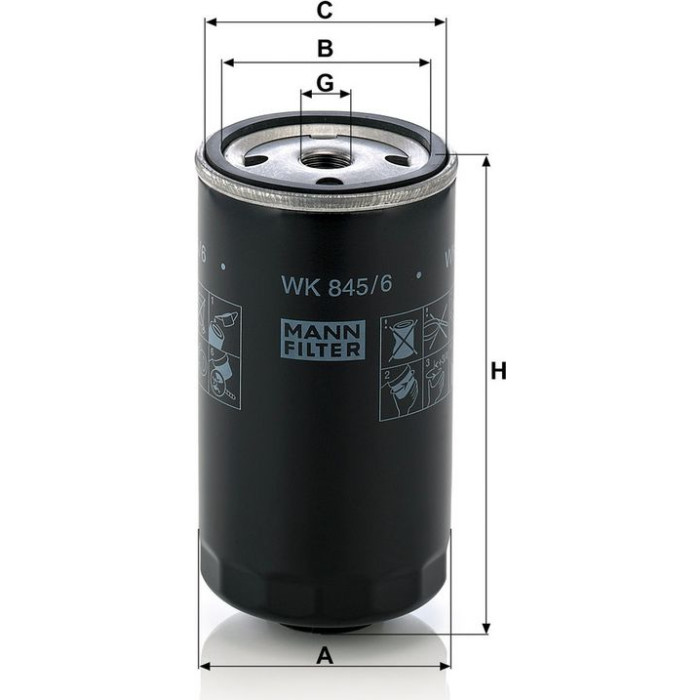 Mann-Filter WK 845/6 Kraftstofffilter Mann-Filter WK 845/6 Kraftstofffilter