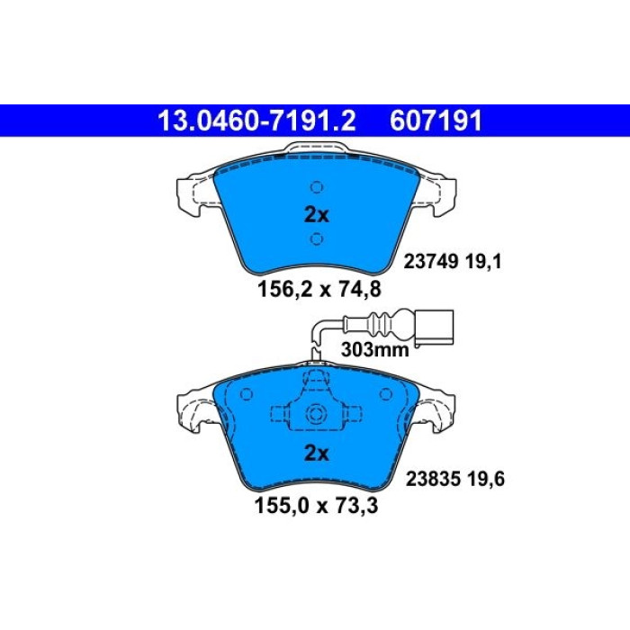 ATE 13.0460-7191.2 Bremsbelagsatz, Scheibenbremse