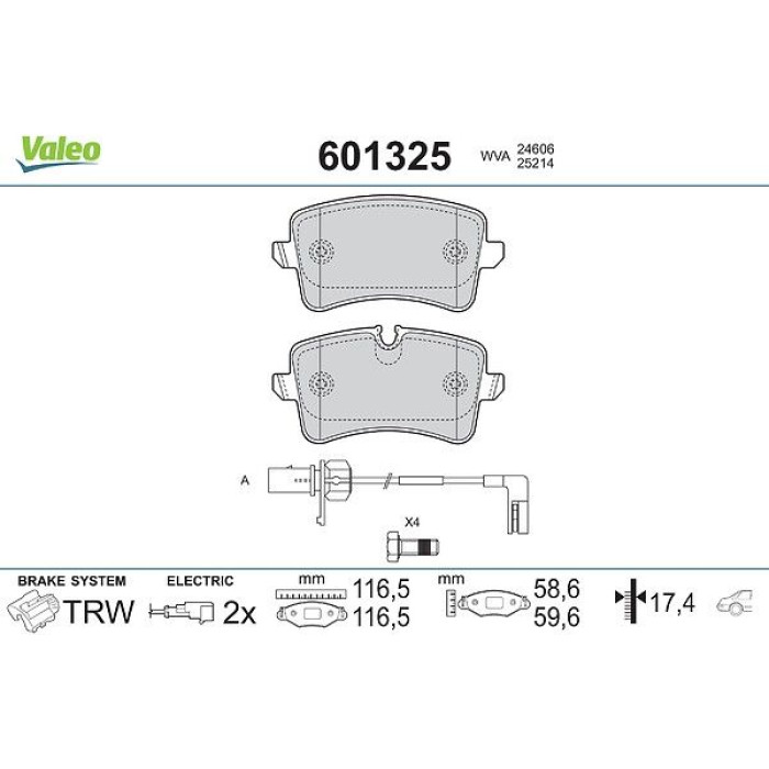Valeo 601325 Bremsbelagsatz, Scheibenbremse