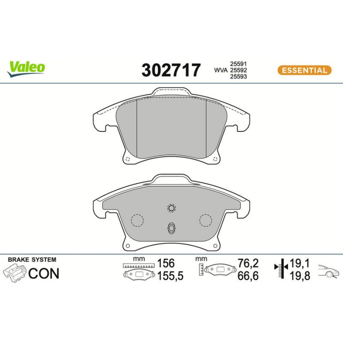 Valeo 302717 Bremsbelagsatz, Scheibenbremse ESSENTIAL