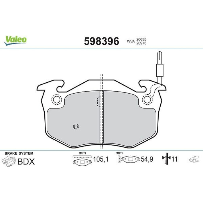 Valeo 598396 Bremsbelagsatz, Scheibenbremse Valeo 598396 Bremsbelagsatz, Scheibenbremse