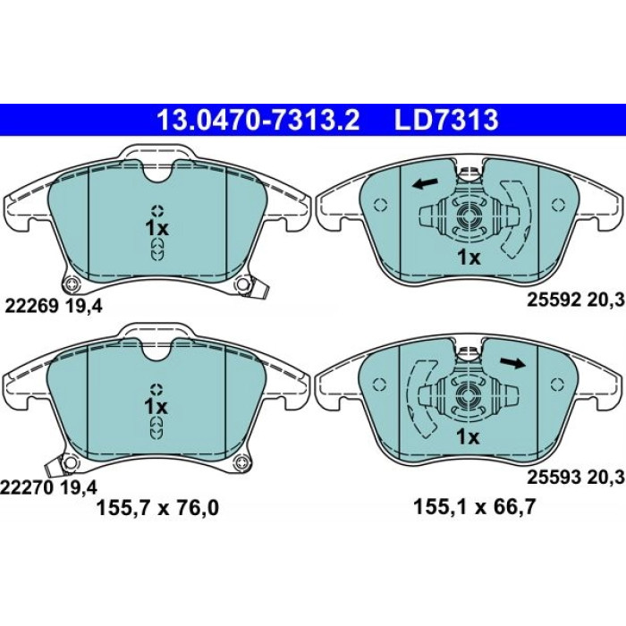 ATE 13.0470-7313.2 Bremsbelagsatz, Scheibenbremse Ceramic